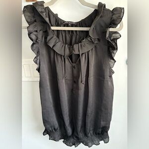 Women's Black Ruffle Top